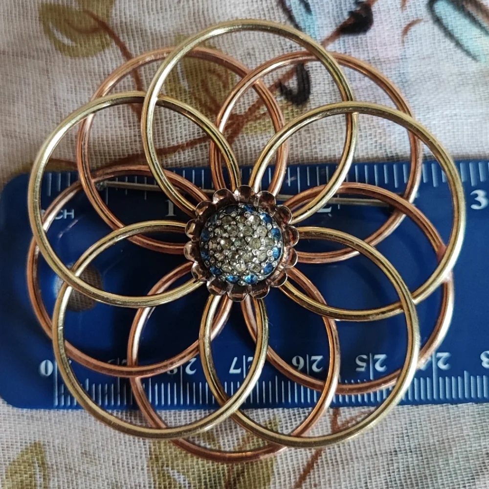 Unisex Signed TAYLORD 1/20 Gold Filled Vintage Clear Sapphire Rhinestones Brooch